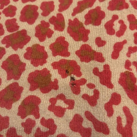 White + Warren Cashmere Sweater Animal Print Tan Red Women Size S - SEE DETAILS - Picture 4 of 9